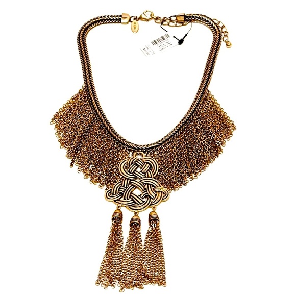 CHICO’s | Felicity GOLD Celtic CHAIN fringe Tassel Bib Necklace | NWT​ $89 - Picture 9 of 9